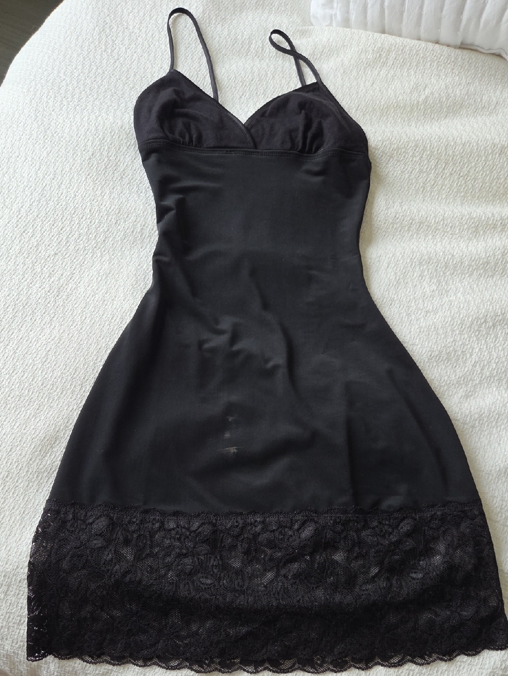 Black Lace-Hem Spaghetti Slip Spanxs